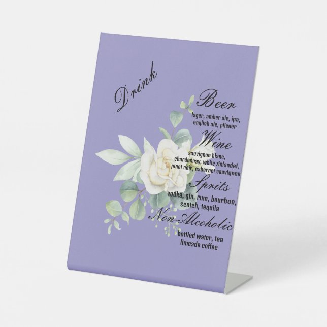 Signe De Table Élégant eucalyptus botanique Mariage d'été (Recto)