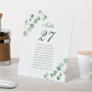 Signe De Table Elégant Eucalyptus Mariage Nom du client Numéro de