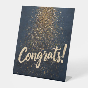 Signe De Table Élégant "Félicitations !" Salutation avec Golden C