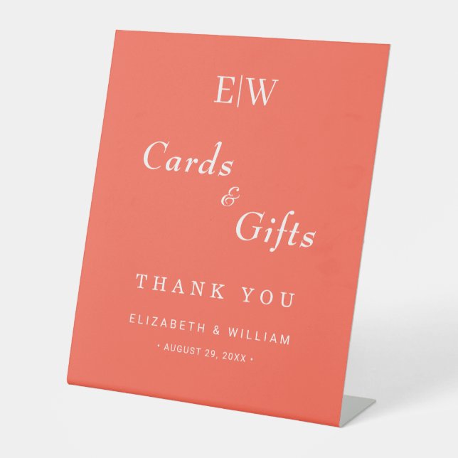 Signe De Table Élégant Flare simple au néon avec Mariage Monogram (Recto)