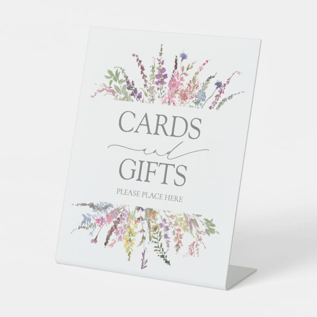 Signe De Table Elégant Fleur sauvage Floral Aquarelle Mariage Cad (Recto)