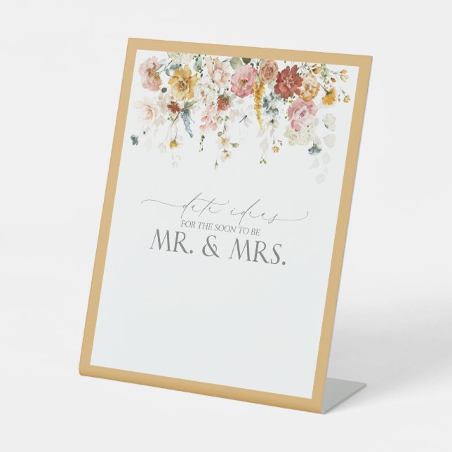 Signe De Table Elégant Fleur sauvage Jaune Aquarelle Idées Date (Recto)