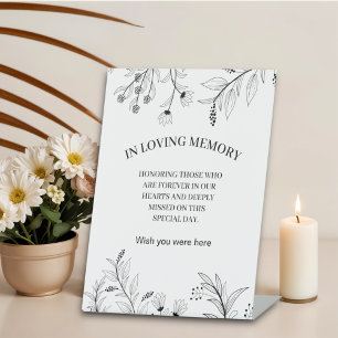 Signe De Table Élégant floral "In Love Memory" mariage commémorat