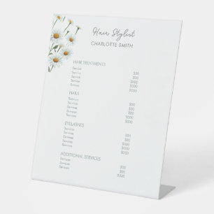 Signe De Table Élégant floral   Menu Service Tarifs Salon