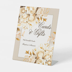 Signe De Table Elégant Gold Ivory Floral Wedding Cadeaux Tabletop