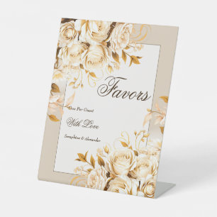 Signe De Table Elégant Gold Ivory Floral Wedding Favors Tabletop