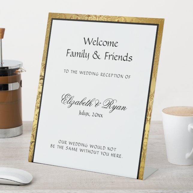 Signe De Table Elegant Gold Mariage damassé Welcome (In SItu)