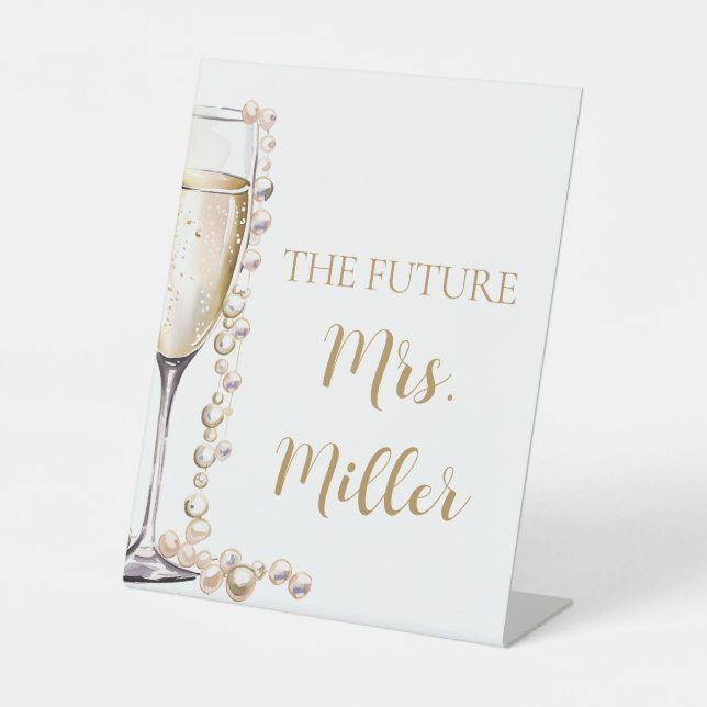 Signe De Table Elegant Gold Pearls and Prosecco Future Mme Sign (Recto)