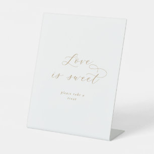 Signe De Table Élégant Gold Script Love Is Sweet Mariage Sign