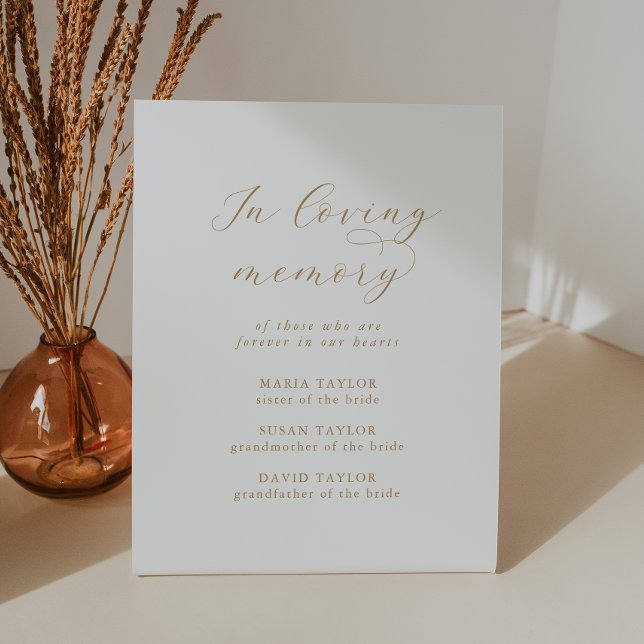 Signe De Table Élégant Gold Script Love Mémoire Mariage Memorial (Créateur téléchargé)