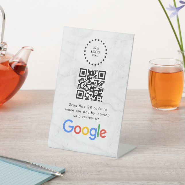 Signe De Table Elegant Google reviews qr code tabletop sign (In SItu)