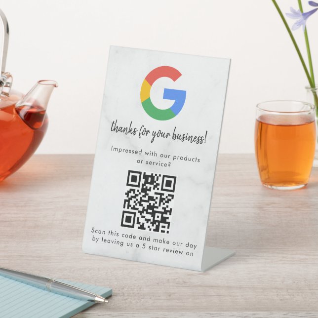 Signe De Table Elegant Google reviews qr code tabletop sign (In SItu)