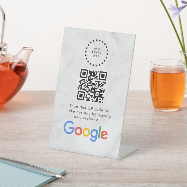 Signe De Table Elegant Google reviews qr code tabletop sign (In SItu)