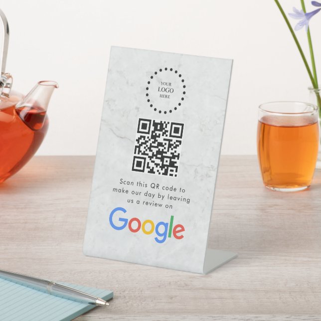 Signe De Table Elegant Google reviews qr code tabletop sign (In SItu)