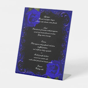 Signe De Table Elégant Goth Blue Rose menu Mariage