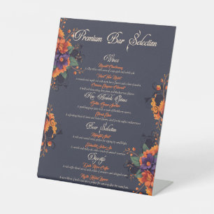Signe De Table Elégant gothique 3D Floral Boissons Menu