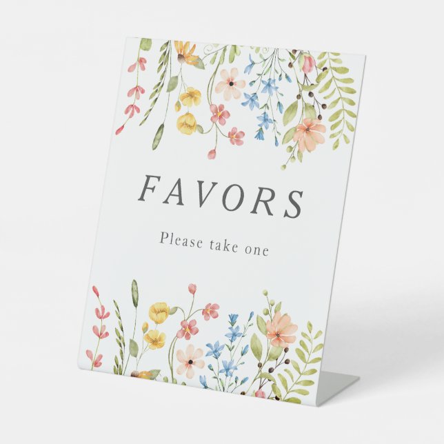 Signe De Table Élégant Jardin Fleur sauvage Faveurs de mariage Si (Recto)