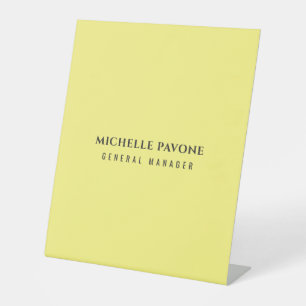 Signe De Table Élégant Jaune Clair Simple Plain Professionnel