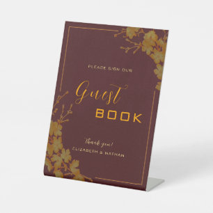 Signe De Table Élégant livre d'or et de Bourgogne