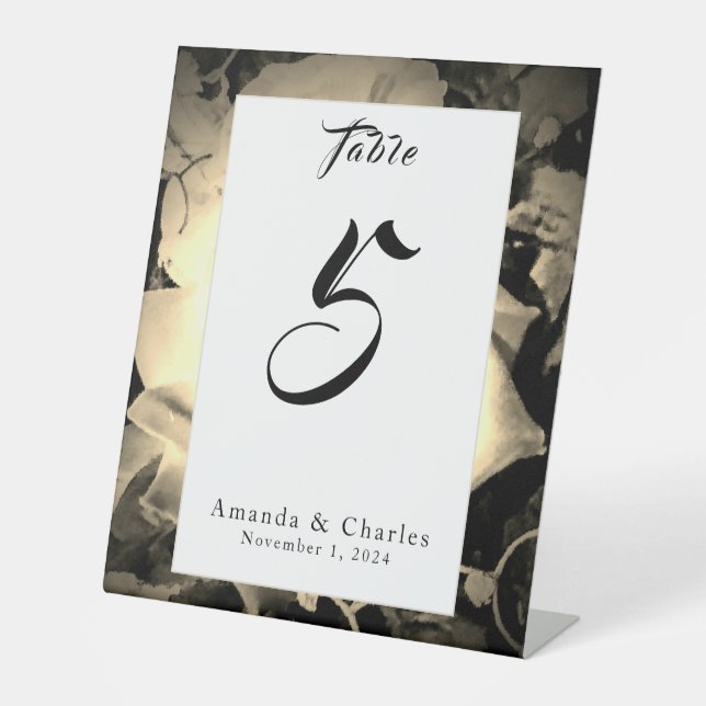 Signe De Table Élégant Mariage catholique Rose Numéro de table (Recto)