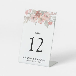 Signe De Table Élégant Mariage d'aquarelle rose pâle