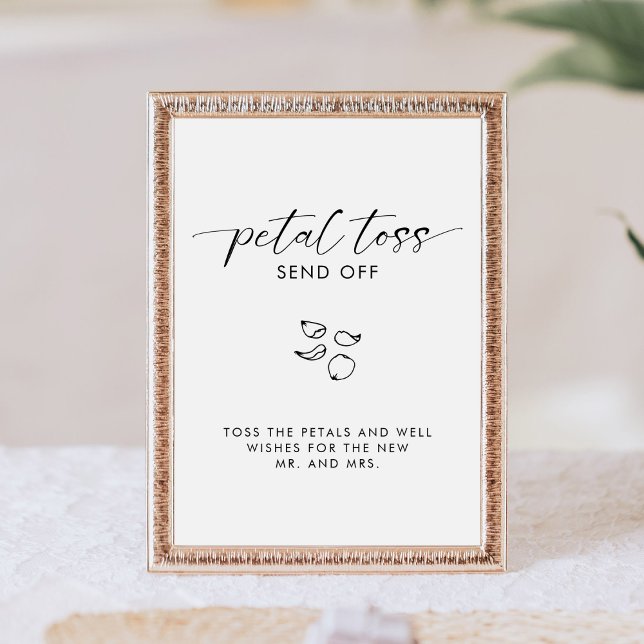 Signe De Table Élégant Mariage de calligraphie Petal Toss Envoyer (Créateur téléchargé)