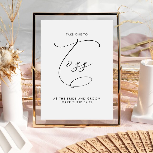 Signe De Table Élégant Mariage de calligraphie Petal Toss Envoyer (Créateur téléchargé)