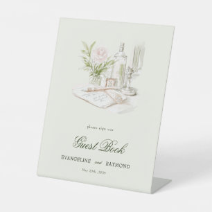 Signe De Table Élégant mariage de jardin de manoir à l'aquarelle