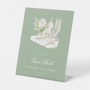 Signe De Table Élégant mariage de jardin de manoir à l'aquarelle
