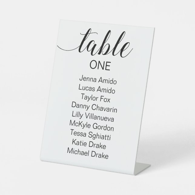 Signe De Table Élégant Mariage de script noir (Recto)