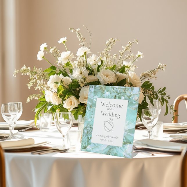 Signe De Table Elégant Mariage en cristal de verre de mer (Créateur téléchargé)