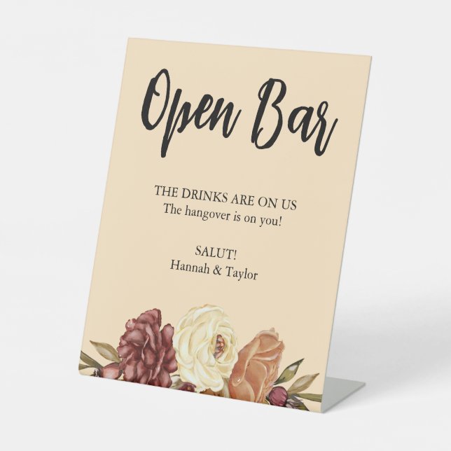 Signe De Table Élégant Mariage floral automne (Recto)