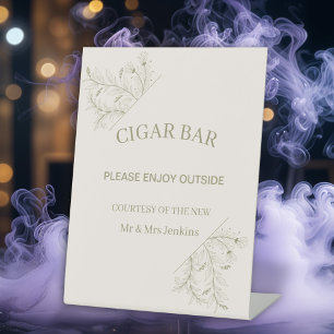 Signe De Table Élégant Mariage Floral "Cigar Bar"