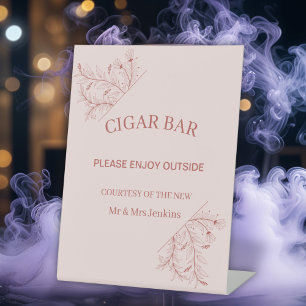 Signe De Table Élégant Mariage Floral "Cigar Bar"