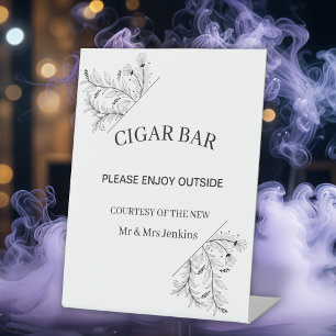 Signe De Table Élégant Mariage Floral "Cigar Bar"