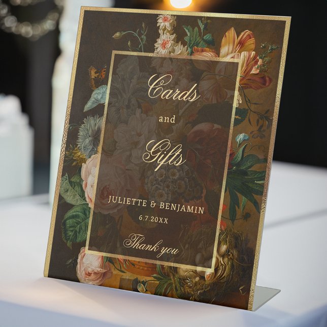 Signe De Table Élégant Mariage Floral d'Art Fin (Créateur téléchargé)