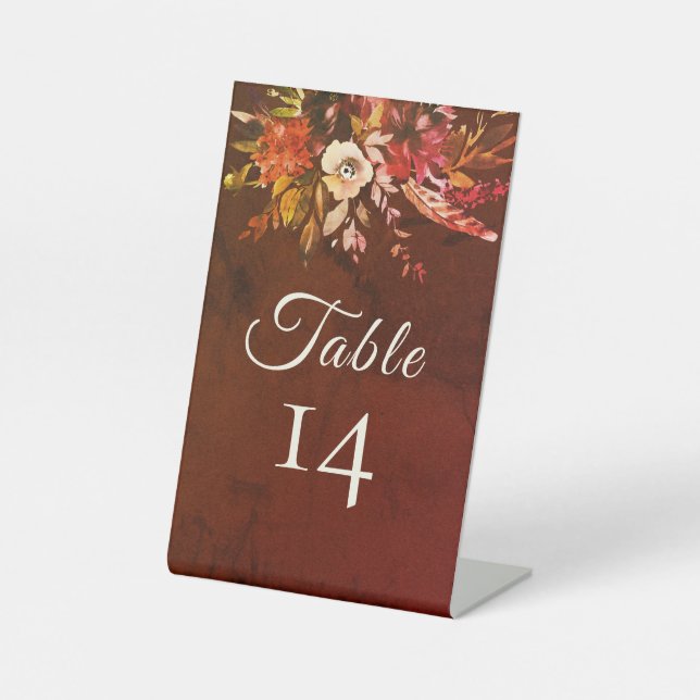 Signe De Table Élégant Mariage floral de automne rustique Numéro  (Recto)