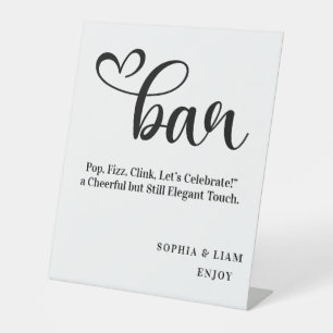 Signe De Table Élégant Mariage Noir et Blanc avec Écriture Simple