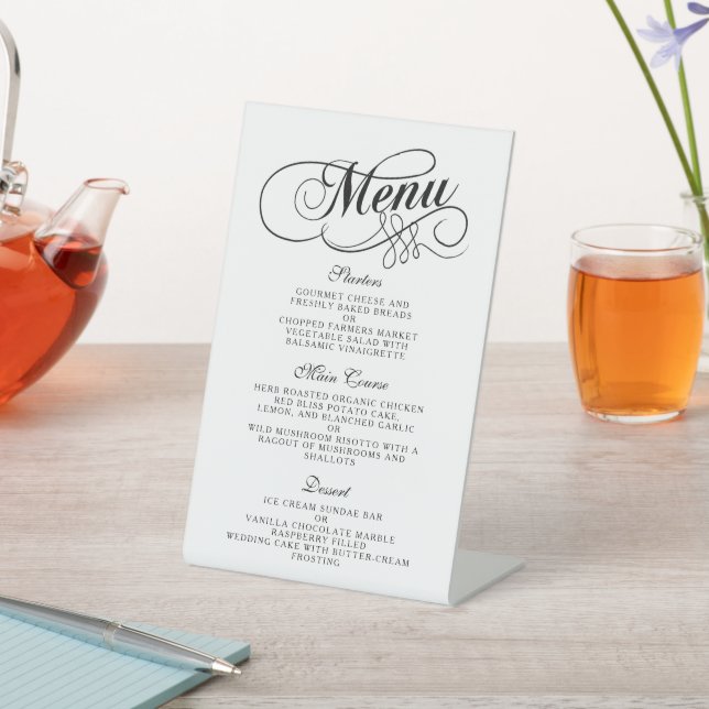 Signe De Table Elégant Mariage Noir Et Blanc Modèles Menu (In SItu)