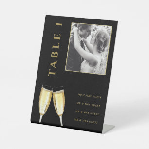 Signe De Table Élégant Mariage photo Champagne Numéro de table