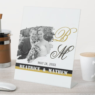 Signe De Table Élégant Mariage Photo Piédestal Signal, Anniversai