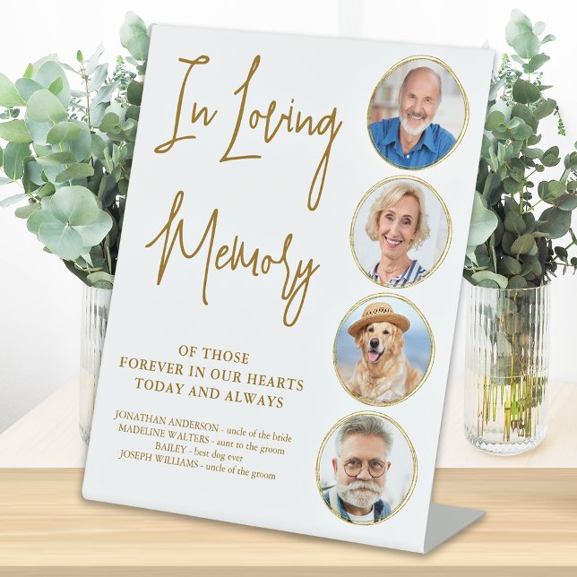 Signe De Table Élégant Mémorial Mariage photo Gold Love (Créateur téléchargé)