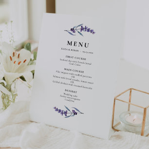 Signe De Table Élégant menu Lavande Florale