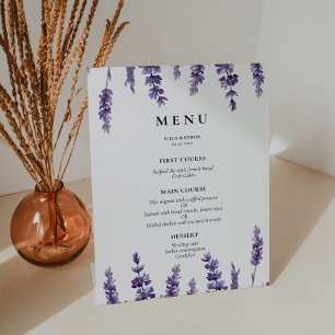 Signe De Table Élégant menu mariage de lavande fleurie