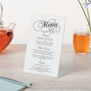 Signe De Table Élégant Menu Mariage Noir Et Blanc Modèles