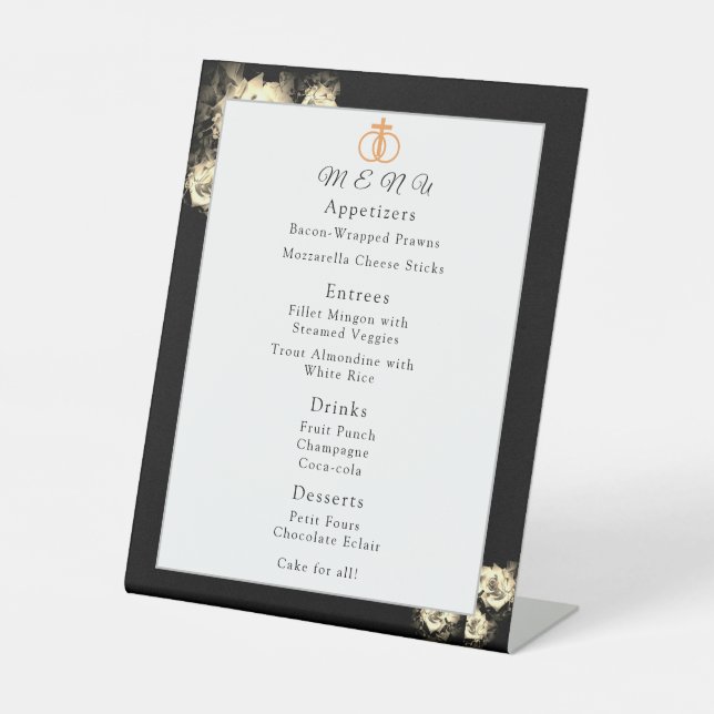 Signe De Table Élégant menu Mariage Rose (Recto)