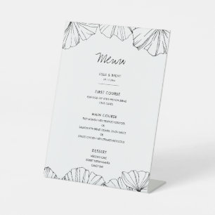 Signe De Table Elégant menu minimaliste Ginkgo Biloba mariage