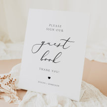 Élégant minimaliste Script Mariage livre d'hôtes