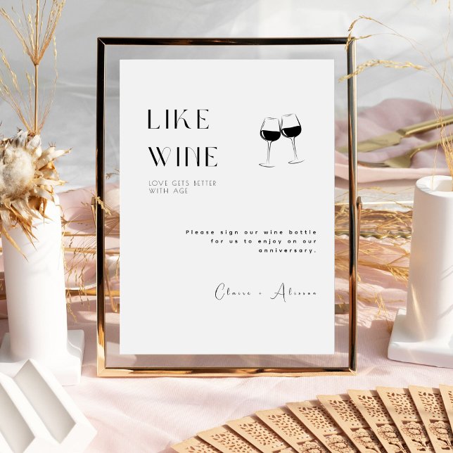 Signe De Table Élégant Moderne Comme le Vin l'Amour s'Améliore av (Créateur téléchargé)