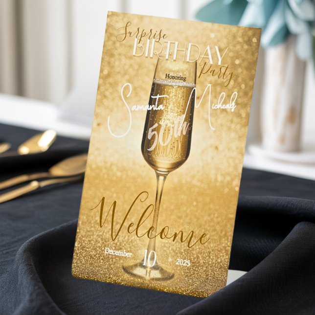 Signe De Table Élégant moderne Gold Adulte Anniversaire Surprise  (Créateur téléchargé)